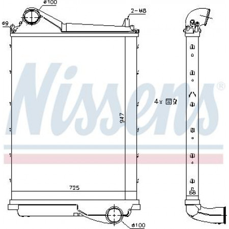 Interkoeler. intercooler compressor inlaatdiameter 100 mm VOLVO FM FM II FMX FMX II D11A-370-G13C460 09.05- VOLVO FMX, 04.2010 - Nissens 961185