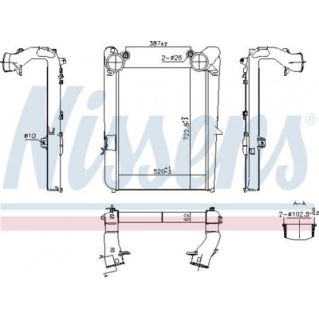 Intercooler. compresor Supply air cooler fits. DAF CF 65 CF 75 CF 85 CE136C-XF355M 01.01-05.13 Nissens 961314
