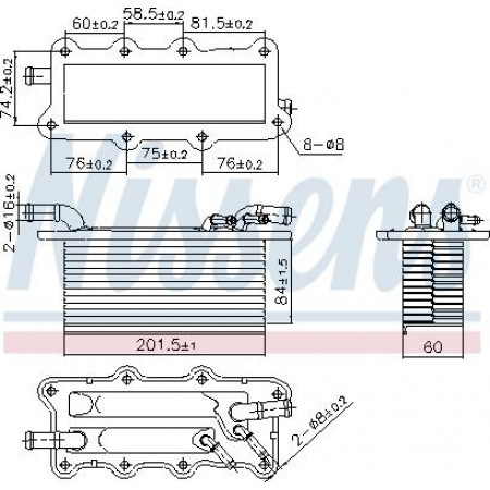 Refroidisseur intermédiaire. Compresseur Intercooler liquide intercooler FORD C-MAX II FOCUS III FOCUS III-KOMBI GRAND C-MAX KUGA II 2.0-2.0D Nissens 96122