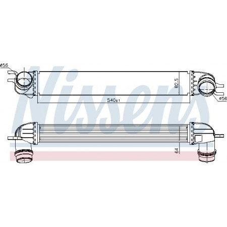Intercooler. compressor Refrigerador de ar de alimentação MINI R56 R57 R58 R59 CLUBMAN R55 CLUBVAN R55 COUNTRYMAN R60 PACEMAN R61 1.6D-2.0D MINI Cooper II (R58), Compartimento, 12.2010 - 05.2015 Nissens 96397