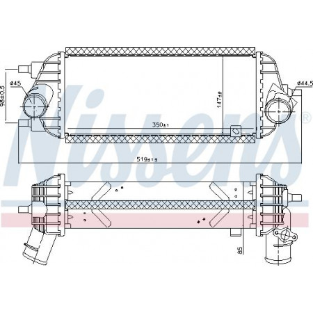 Intercooler. Compressor intercooler HYUNDAI IX35 KIA SPORTAGE III 1.6-1.7D 09.10- HYUNDAI ix35 (LM, EL, ELH), Crossover, 08.2009 - Nissens 96309