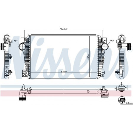 Intercooler. Compresor intercooler VW AMAROK 2.0D 11.11- Nissens 96258
