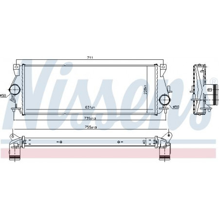 Interkoeler. Intercoolercompressor LAND ROVER DISCOVERY II 2.5D 11.98-06.04 LAND ROVER DISCOVERY II (L318), Crossover, 10.1998 - 08.2004 Nissens 96225