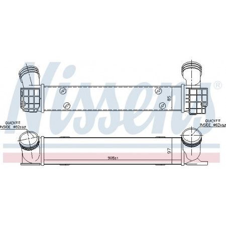 Refroidisseur intermédiaire. compresseur Radiateur moteur BMW 1 E81 1 E82 1 E87 1 E88 3 E90 3 E91 3 E92 3 E93 X1 E84 2.0D BMW 1 (3 portes) I (E81), Berline, 09.2006 - 09.2012 Nissens 96725