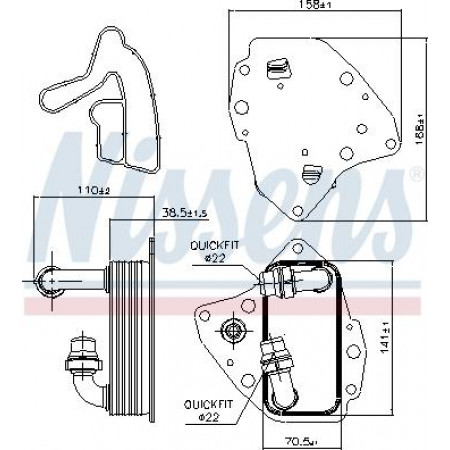 Radiatore dell'olio. Olio motore Radiatore olio ALFA ROMEO MITO FIAT BRAVO II DOBLO DOBLO CARGO GRANDE PUNTO LINEA PUNTO EVO LANCIA FIAT DOBLO (263_), Dubita, 11.2009 - Nissens 90996