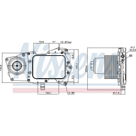 Refroidisseur d'huile. huile moteur Radiateur d'huile avec boîtier de filtre à huile LAND ROVER RANGE ROVER III RANGE ROVER IV RANGE ROVER SPORT LAND ROVER RANGE ROVER IV (L405), Crossover, 08.2012 - Nissens 90945