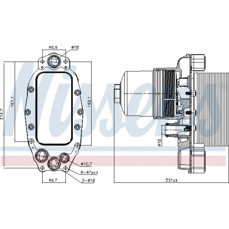 Enfriador de aceite. aceite de motor Radiador de aceite con carcasa de filtro de aceite CITROEN C5 III C6 JAGUAR F-PACE XF I XF II XF SPORTBRAKE XJ L LAND ROVER DISCOVERY IV (L319), Crossover, 09.2009 - Nissens 90948