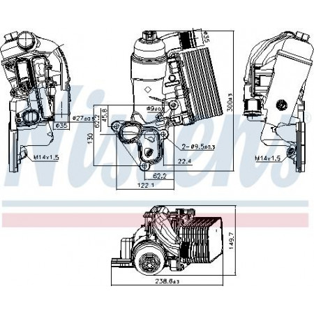 Radiator ulei. ulei motor Oil cooler with oil filter housing NISSAN NV400 PRIMASTAR X-TRAIL III OPEL MOVANO B VIVARO A REN OPEL MOVANO B (X62), Cadru de sprijin, 05.2010 - Nissens 90953