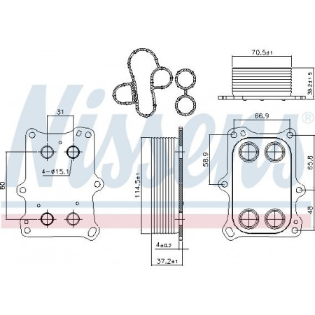 Refroidisseur d'huile. huile moteur Refroidisseur d'huile ABARTH 124 SPIDER 500 - 595 - 695 500C - 595C - 695C GRANDE PUNTO PUNTO PUNTO EVO ALF ABARTH PUNTO (199_), Berline, 03.2012 - Nissens 90969