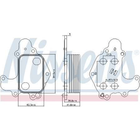 Olie koeler. motorolie Oliekoeler DS DS 3 DS 4 DS 4 II CITROEN BERLINGO BERLINGO MULTISPACE BERLINGO-MINIVAN C3 AIRCROSS CITROEN DS3 (S*****), Hatchback, 11.2009 - 12.2016 Nissens 90968