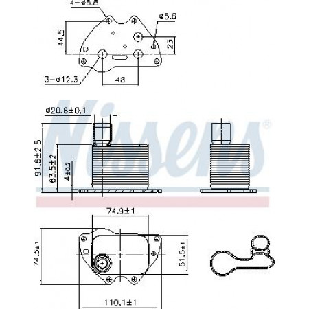 Enfriador de aceite. aceite de motor Enfriador de aceite con elementos de fácil montaje con junta CHEVROLET AVEO CRUZE ORLANDO TRAX OPEL ADAM ASTRA J VAUXHALL CORSA Mk IV (X15), Hatchback, 08.2014 - Nissens 90981