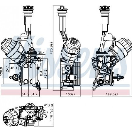 Refroidisseur d'huile. huile moteur Radiateur d'huile avec boîtier de filtre à huile ALFA ROMEO MITO FIAT 500 500 C 500L DOBLO DOBLO CARGO FIORI FIAT PUNTO EVO (199_), Fourgon à hayon, 03.2009 - 02.2012 Nissens 90928