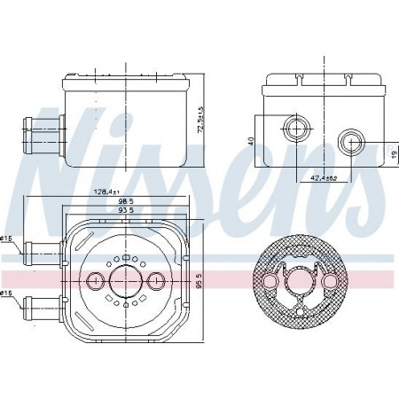 Radiador de óleo. óleo do motor Radiador de óleo com elementos de fácil encaixe com vedação AUDI A3 A4 B5 A4 B6 A4 B7 A6 C5 A6 C6 A8 D3 ALLROAD VW GOLF IV (1E7), Cabriolet, 06.1998 - 12.2002 Nissens 90652