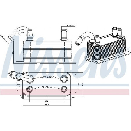 Radiateur de refroidissement d'huile. boîte de vitesses automatique Refroidisseur d'huile VOLVO S60 II S80 II V60 I ​​​​V70 III XC60 I XC70 II FORD C-MAX II F FORD FOCUS III Turnier (DYB), Tourisme, 07.2010 - Nissens 90661