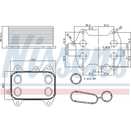 Enfriador de aceite. aceite de motor Enfriador de aceite con junta AUDI A1 A3 A4 ALLROAD B8 A4 B8 A5 A6 C7 Q3 Q5 TT SEAT ALHAMBRA OTROS OTROS VW GOLF VI (517), Cabriolet, 03.2011 - 05.2016 Nissens 90681