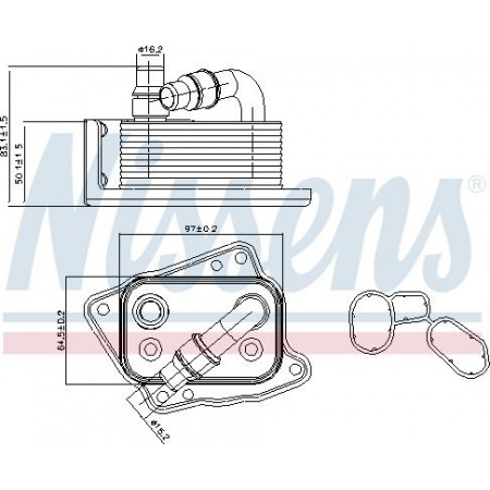 Enfriador de aceite. aceite de motor Enfriador de aceite con elementos de fácil montaje con junta BMW 1 E81 1 E82 1 E87 1 E88 3 E46 3 E90 3 E91 3 E92 BMW 1 (E82), Compartimento, 10.2006 - 10.2013 Nissens 90688
