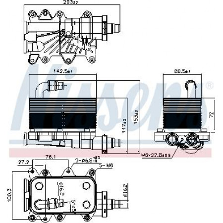 Radiateur de refroidissement d'huile. boîte de vitesses automatique Refroidisseur d'huile automatique. BMW 5 E60 5 E61 6 E63 6 E64 7 E65 E66 E67 X3 E83 LAND BMW 5 - V (E60), Berline, 12.2001 - 03.2010 Nissens 90673