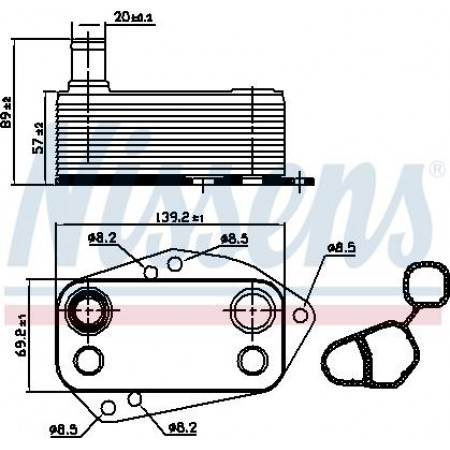 Enfriador de aceite. aceite de motor Enfriador de aceite con junta LAND ROVER FREELANDER I 2.0D 11.00-10.06 LAND ROVER FREELANDER (L314), Crossover, 02.1998 - 10.2006 Nissens 90890