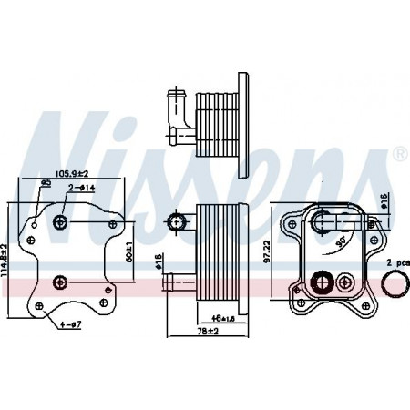 Enfriador de aceite. aceite de motor Enfriador de aceite con junta OPEL ASTRA G ASTRA G CLASSIC 1.7D 04.03-12.09 VAUXHALL ASTRA Mk IV (T98), Hatchback, 02.1998 - 05.2005 Nissens 90801