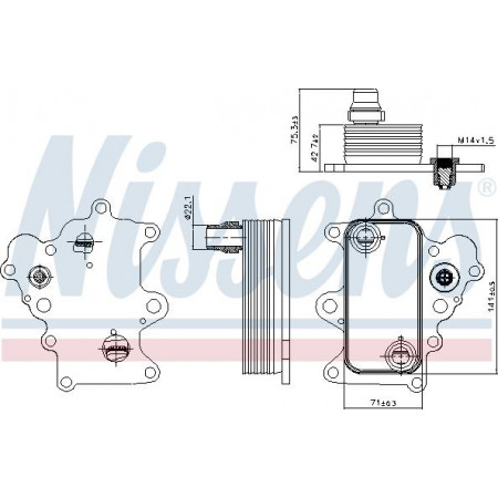Olie koeler. motorolie Oliekoeler ALFA ROMEO GIULIETTA FIAT 500L 500X BRAVO II DOBLO DOBLO CARGO TIPO JEEP RENEGADE OPE JEEP RENEGADE (BU, B1), Crossover, 07.2014 - Nissens 90885