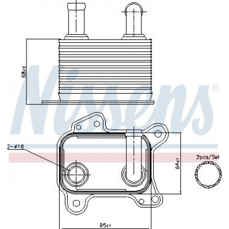 Olie koeler. motorolie Oliekoeler automatisch handgeschakeld met easy fit elementen met afdichting OPEL COMBO TOUR COMBO-MINIVAN CORSA OPEL COMBO (COMBO-C), Bestelwagen/MPV, 10.2001 - Nissens 90825