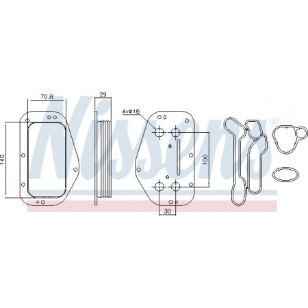 Enfriador de aceite. aceite de motor Enfriador de aceite con elementos de fácil montaje con junta ALFA ROMEO 159 CHEVROLET AVEO AVEO - KALOS CRUZE ORL VAUXHALL VECTRA Mk II (Z02), Hatchback, 08.2002 - 05.2009 Nissens 90741