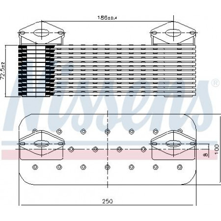 Radiador de óleo. óleo do motor Radiador de óleo 100x76x250mm MERCEDES ACTROS ACTROS MP2 - MP3 TRAVEGO O 580 SETRA 400 O MERCEDES-BENZ ACTROS (954.03), 04.1996 - 10.2003 Nissens 90757