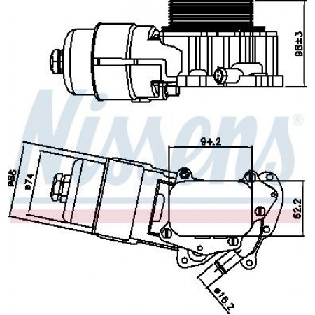 Ölkühler. Motoröl Ölkühler mit Ölfiltergehäuse VOLVO C30 S40 II S60 II S80 II V40 V50 V60 I ​​V70 III CITROEN CITROEN NEMO (AA_), Van, 02.2008 - Nissens 90703