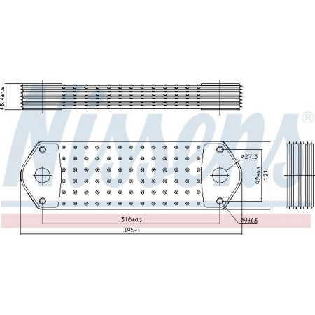Olie koeler. motorolie Oliekoeler 120x46x394mm SCANIA 4 PGRT DC11.01-DT12.14 05.96- SCANIA P,G,R,T - serie (N320), 01.2003 - Nissens 90715