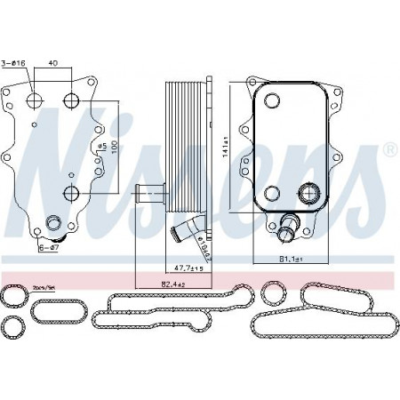Enfriador de aceite. aceite de motor Radiador de aceite FORD TRANSIT TRANSIT V363 2.2D-2.4D-3.2D 04.06-12.18 FORD TRANSIT (FA_), Furgoneta, 04.2006 - 12.2014 Nissens 90737