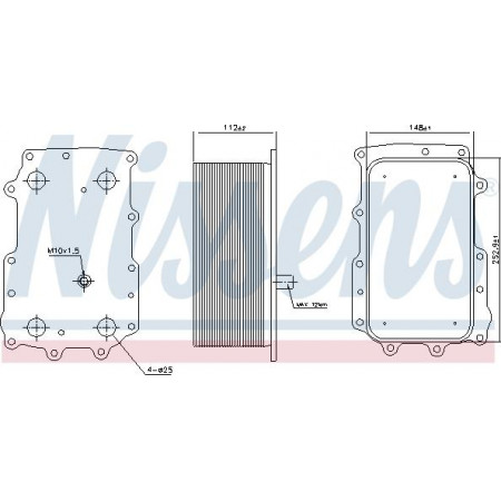 Enfriador de aceite. aceite de motor Enfriador de aceite 148x112x253mm DAF CF 85 XF 105 XF 106 XF 95 MX-11320-XF355M 01.01- DAF XF 105 (TE105XF), 10.2005 - Nissens 90726