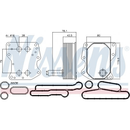 Enfriador de aceite. aceite de motor Enfriador de aceite manual con sello FORD TRANSIT TRANSIT V363 2.2D-2.4D-3.2D 04.06-12.18 FORD TRANSIT (FM_, FN_, FF_), Bastidor de soporte, 04.2006 - 12.2014 Nissens 90723