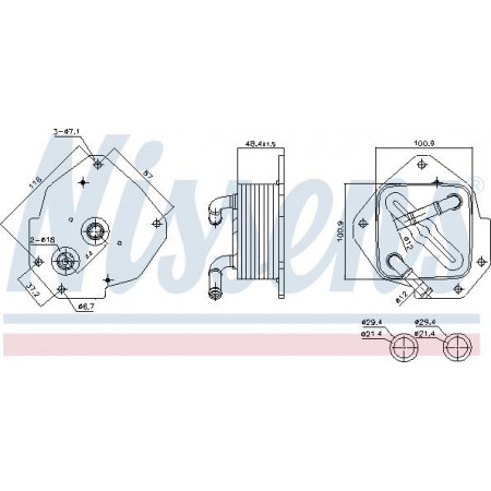 Radiatore dell'olio. olio motore Radiatore olio ALFA ROMEO GIULIETTA FIAT FREEMONT 2.0D 04.10- Nissens 91456
