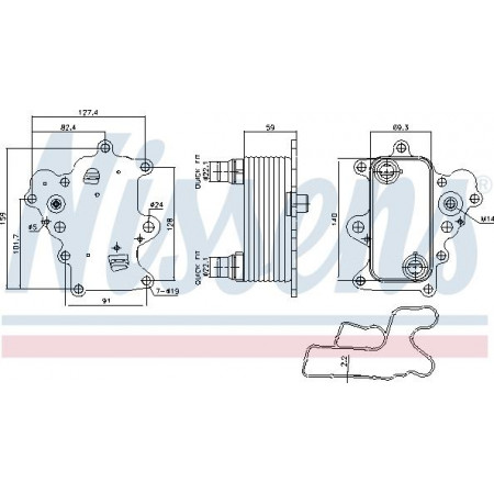 Radiator ulei. ulei motor Oil radiator MAZDA 3 6 CX-5 2.2D 04.12- Nissens 91457