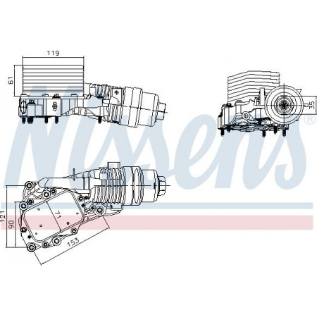 Refroidisseur d'huile. huile moteur Radiateur d'huile avec boîtier de filtre à huile BMW 1 F40 2 F45 2 GRAN COUPE F44 2 GRAN TOURER F46 2 GRAN T Nissens 91400