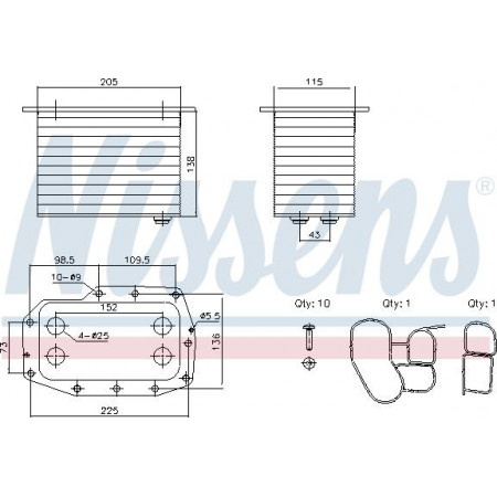 Enfriador de aceite. aceite motor Radiador de aceite DAF CF XF 106 MX-11210-MX-11330 10.12- Nissens 91433