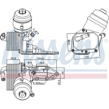 Radiator ulei. ulei motor Oil radiator with housing FORD RANGER 2.2D-3.2D 04.11- Nissens 91424