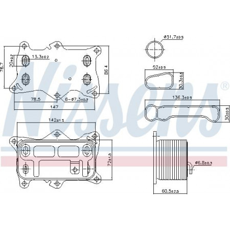 Radiator ulei. ulei motor Oil radiator MERCEDES A W177 B SPORTS TOURER W247 C A205 C C205 C T-MODEL S205 C W205 CLA SHOOTI Nissens 91472
