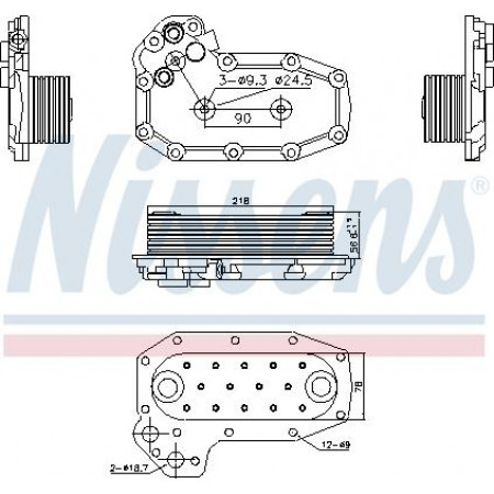 Radiator ulei. ulei motor Racitor de ulei 78x57x218mm MERCEDES ATEGO ATEGO 2 AXOR AXOR 2 CITARO O 530 CONECTO O 3 MERCEDES-BENZ ATEGO 2 (970.27), 01.2004 - Nissens 91141