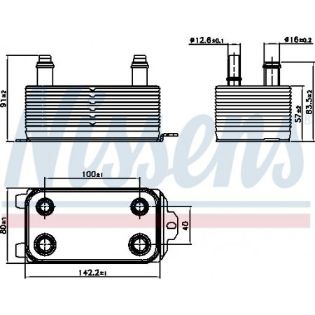 Radiador de refrigeración de aceite. Caja de cambios automática Se adapta radiador de aceite. VOLVO C30 C70 II S40 II V50 2.0D-2.4D 03,06-06,13 VOLVO V50 (545), Touring, 12,2003 - 12,2012 Nissens 91162