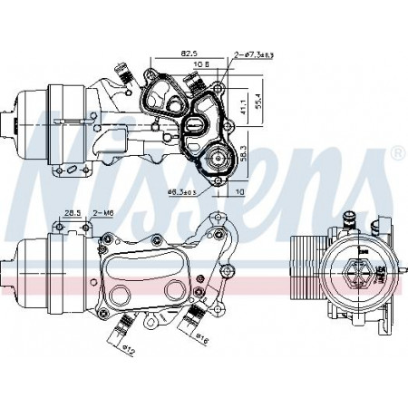 Enfriador de aceite. aceite de motor Radiador de aceite con carcasa de filtro de aceite CITROEN C4 C4 GRAND PICASSO I C4 I C4 PICASSO I DS3 MINI R5 CITROEN C4 I (LC_), Hatchback, 11.2004 - 12.2013 Nissens 91167