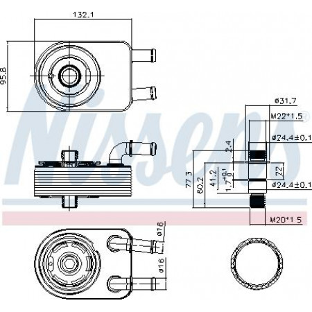 Radiatore dell'olio. Olio motore Radiatore olio CHRYSLER SEBRING DODGE AVENGER CALIBRE JOURNEY FIAT FREEMONT JEEP COMPASS PATRIOT L DODGE AVENGER (JS), Berlina, 06.2007 - 12.2014 Nissens 91111