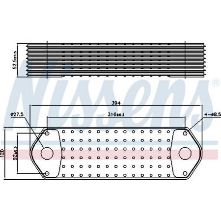 Olie koeler. motorolie Oliekoeler 120x53x394mm SCANIA 4 PGRT DC09.113-DT12.14 05.96- SCANIA 4 - serie (LA4X2), 05.1995 - 04.2008 Nissens 91112