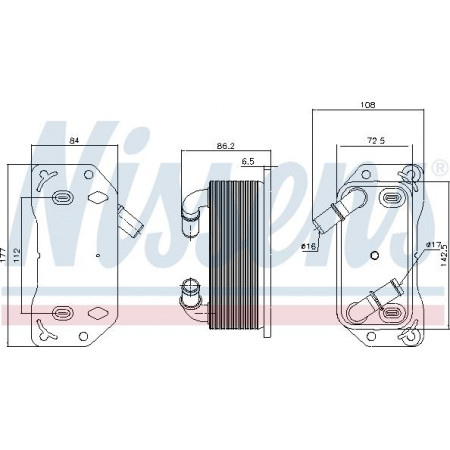 Enfriador de aceite. Aceite de motor El enfriador de aceite encaja. VOLVO S60 II S60 III S80 II S90 II V40 V60 I ​​​​V60 II V70 III V90 II XC40 XC60 I XC60 I VOLVO XC40 (536), Crossover, 10.2017 - Nissens 91189
