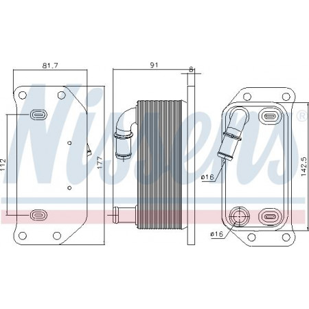 Enfriador de aceite. aceite de motor Aceite de radiador VOLVO C30 C70 II S40 I S40 II S60 I S60 II S80 II V40 V50 V60 I ​​​​V70 II V70 III XC60 VOLVO C70 II (542), Cabrio, 03.2006 - 12.2013 Nissens 91188