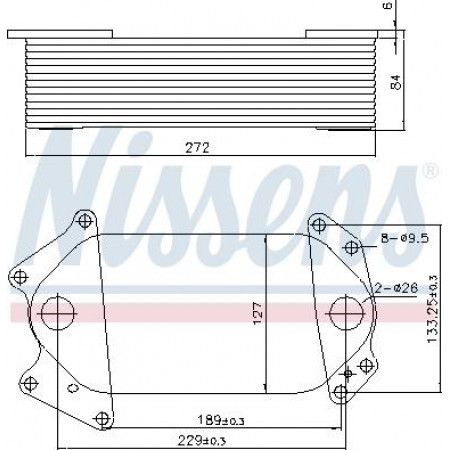Oil cooler. engine oil Oil cooler 151x84x272mm MERCEDES ACTROS MP4 - MP5 ANTOS AROCS OM471.900-OM471.926 MERCEDES-BENZ AROCS (963-2-A), 01.2013 - Nissens 91139