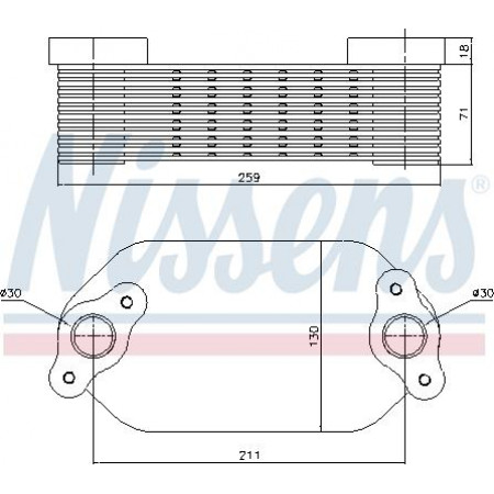 Oil cooler. engine oil Oil cooler 130x86x268mm MERCEDES ACTROS MP4 - MP5 ANTOS AROCS SETRA 400 500 OM470. MERCEDES-BENZ AROCS (963-2-A), 01.2013 - Nissens 91138