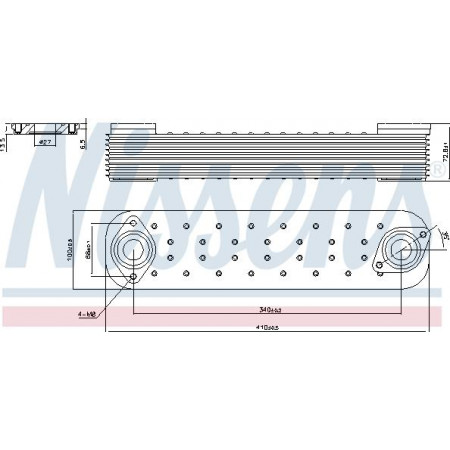 Olie koeler. motorolie Oliekoeler 100x73x410mm aantal ribben. 9 past. IVECO STRALIS I STRALIS II F3AE3681A-F IVECO STRALIS (E2N 6X2 260S Y/FP-GV), 02.2002 - Nissens 91132