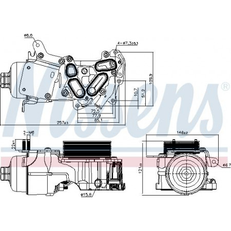 Ölkühler. Motoröl Ölkühler mit Ölfiltergehäuse CITROEN BERLINGO BERLINGO MULTISPACE BERLINGO-MINIVAN C3 II PEUGEOT 308 I (4A_, 4C_), Schrägheck, 09.2007 - 12.2016 Nissens 91124