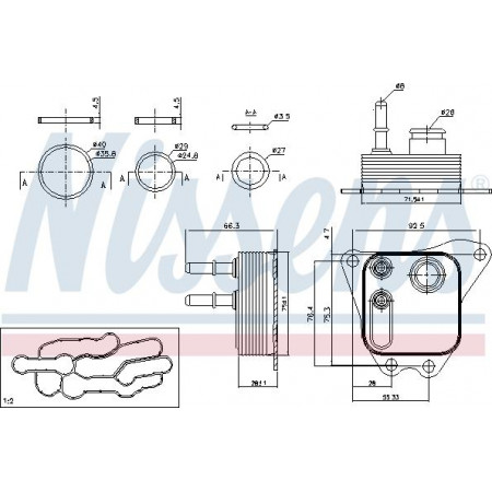 Oil cooler. engine oil Oil radiator top CITROEN C5 III C6 JAGUAR S-TYPE II XF I XJ LAND ROVER DISCOVERY III DISCOVERY I JAGUAR XJ (X350, X358), Sedan, 03.2003 - 03.2009 Nissens 91122